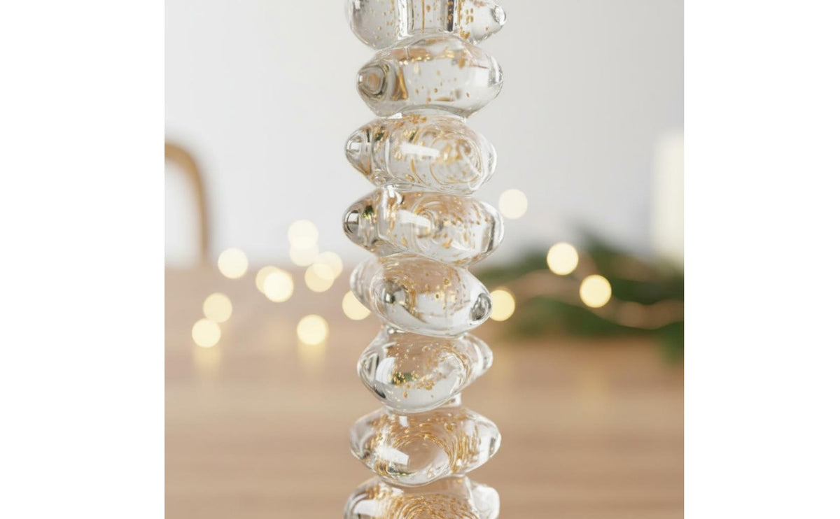 Textured Glass Candlestick Elegant Glass Candle Stand Stable Heavy Base Table Decoration for Christmas