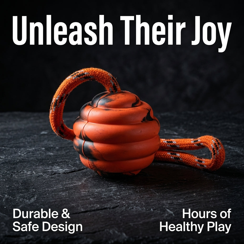 Durable Rubber Dog Chew, Interactive Pet Training Ball, Teeth Cleaning Molar Rope, Puppy Bite Resistant Plaything, 168g