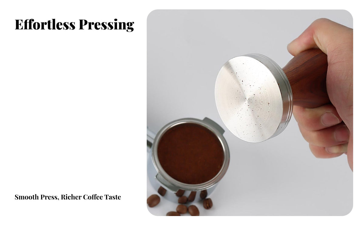 304 Stainless Steel Espresso Tamper Ergonomic Design Wood Handle Coffee Tamper Heavy Duty for Home Baristas