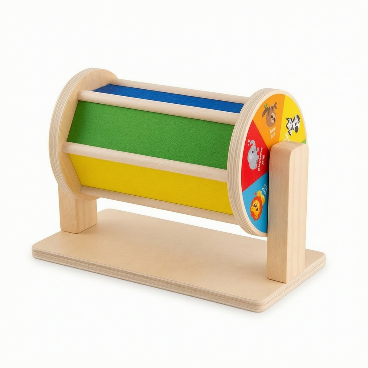 Textile Drum Infant Plaything Rotating Activity Drum Young Child Wooden Rotating Toy for Young Children, Nursery