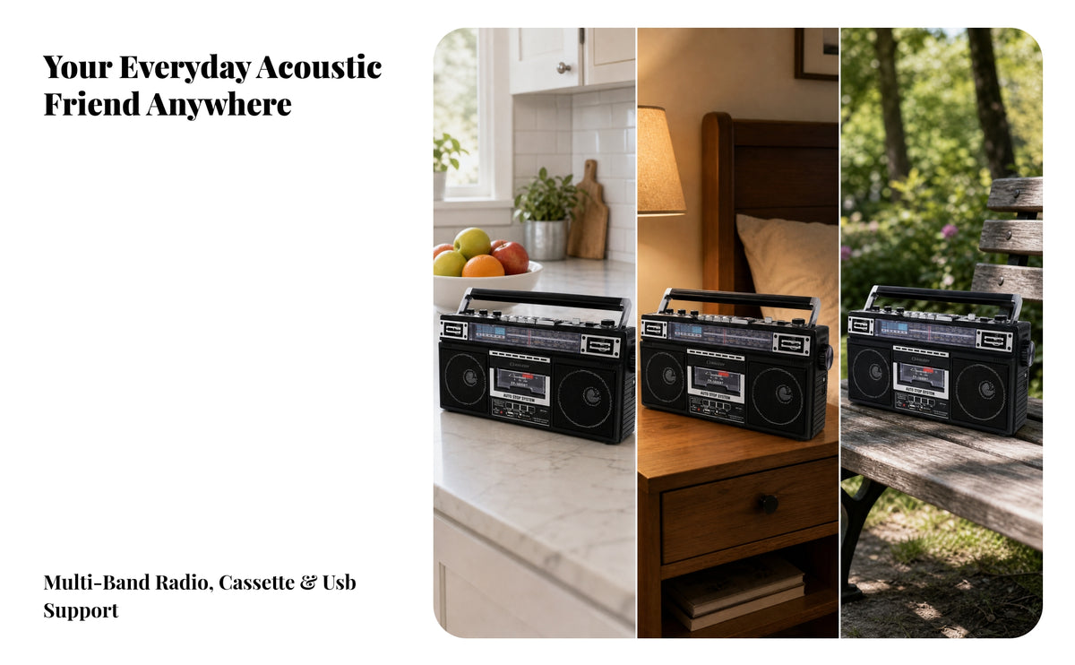 Telescopic Antenna Retro Boombox Radio USB Playback Retro Boombox