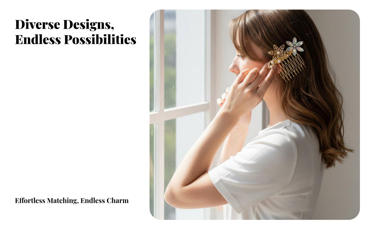 Decorative Hair Comb Foliage and Flower Design Crystal Hair Comb Shimmering Crystal S Elegant Design for Nuptial Celebrant