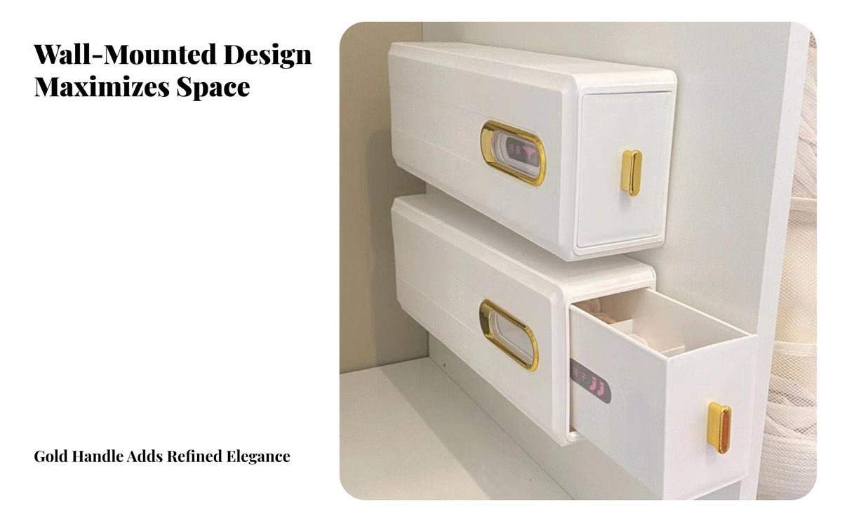 Sock Organizer Box Space Saving Underwear Divider Container Compartment Wall-Mounted Design Mounted Sock Organizer for Women, Wardrobe, Bedroom
