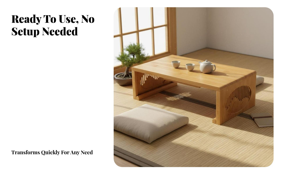 Space-Saving Bay Window Coffee Table Multifunctional Foldable Tatami Table Stable Support Japanese Design Floor Desk Sturdy and Long-Lasting for Apartment Dwellers, Students, Meditators, Balcony, Bedroom, Small Areas