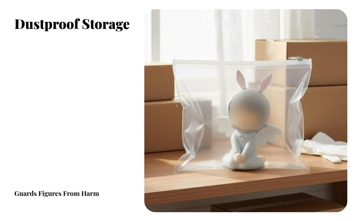 Storage Bag Dustproof Figurine Protection Pouch Sealed Transparent Resealable Bag for Collectors, Toy Enthusiasts, Drawer Organization, Travel