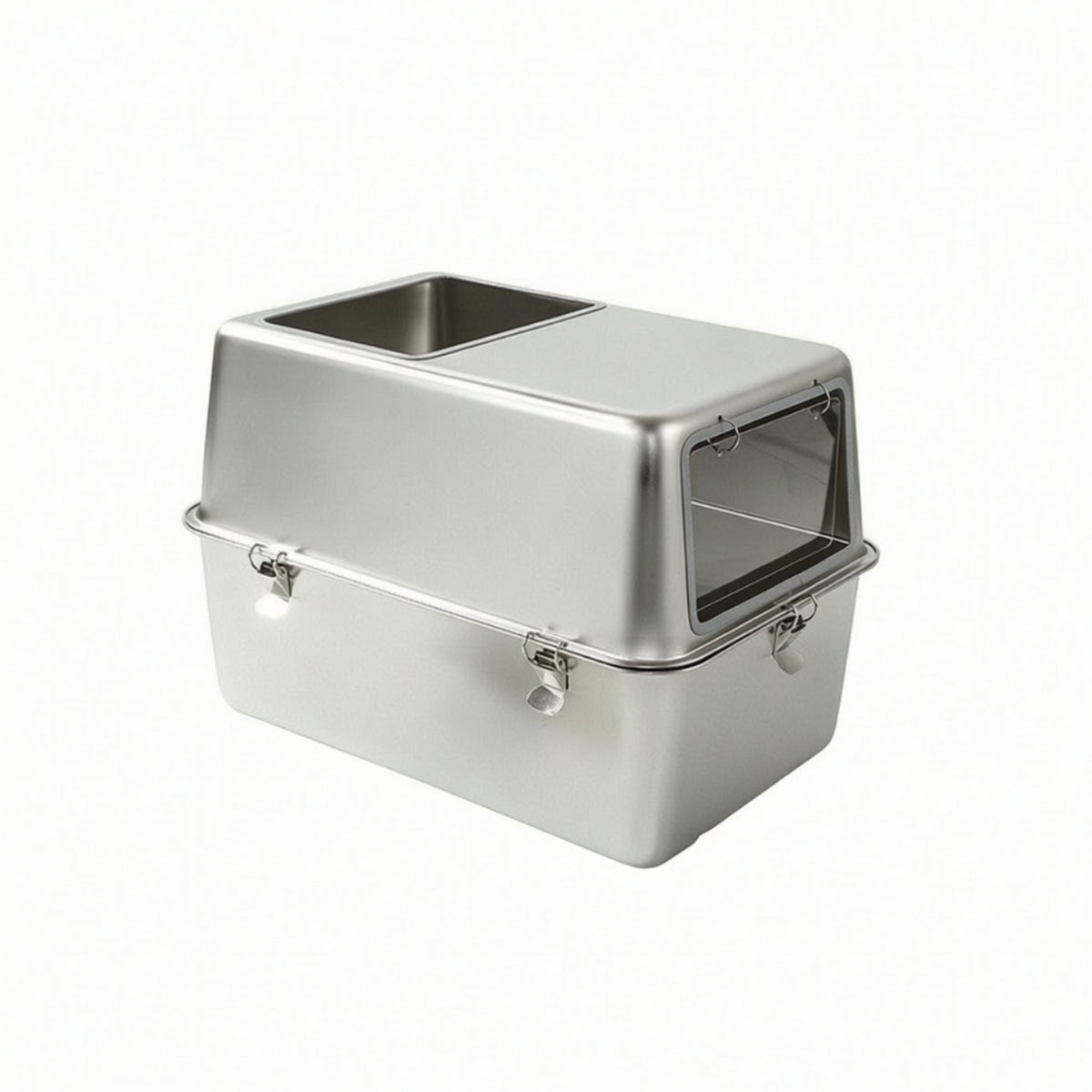 Stainless Steel Litter Pan Covered Cat Litter Pan with Hood Anti-Slip Pet Supply for Home