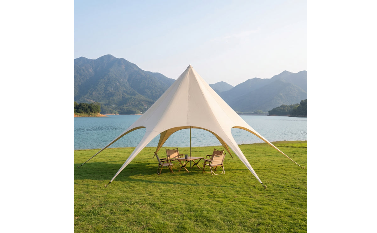 Waterproof Canopy Tent Resistant Star Canopy Heavy-Duty Tent with Support Pole Recreational for Backyard Parties