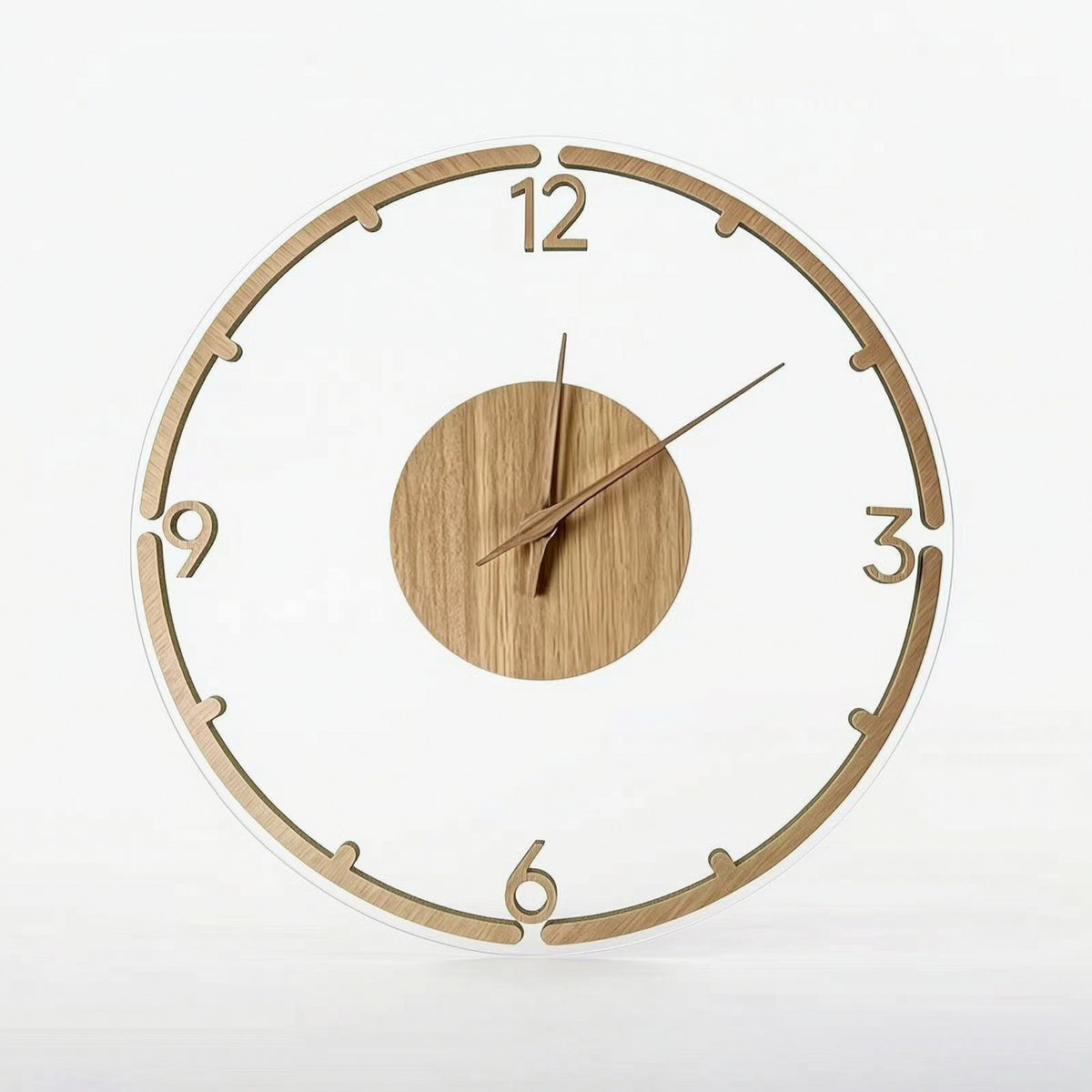 Silent Wooden Wall Clock Wood-Grain Minimalist Wall Clock Modern Natural for Living Room