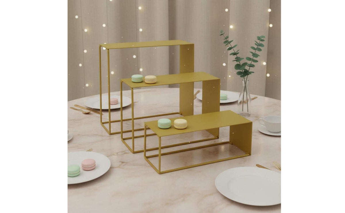 European Design Cupcake Display Shelf Multi-Functional Tiered Metal Display Stand Minimalist Design Nesting Riser Set for Wedding, Afternoon Tea, Party, Buffet