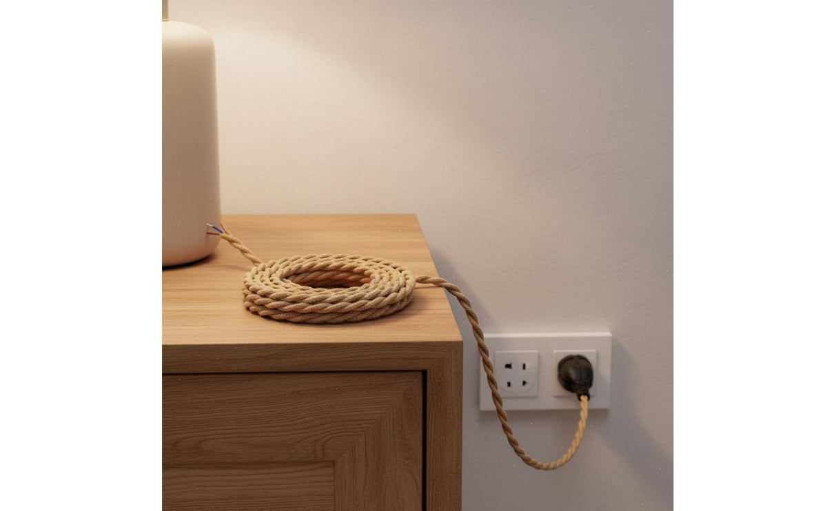 EU Plug Power Cord with Inline Switch and Braided Cable