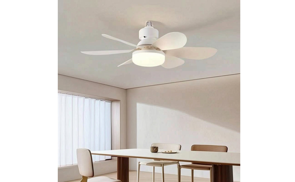 Screw-in Socket Fan Light Detachable Blades Ceiling Fan Light Wireless Controller Controlled 6-Blade for Bedroom, Dining Room
