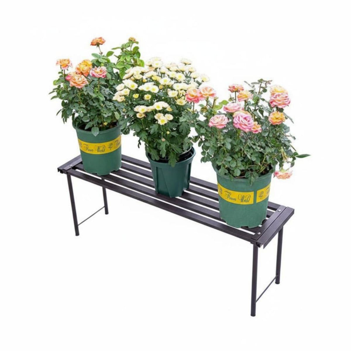 Floor-Standing 3-Tier Rolling Flower Rack Mobile Design 3-Tier Rolling Plant Stand Weather-Resistant Tiered Shelf Space-Saving for Gardeners, Apartment Dwellers, Home Decorators, Balcony, Patio, Outdoor, Living Room