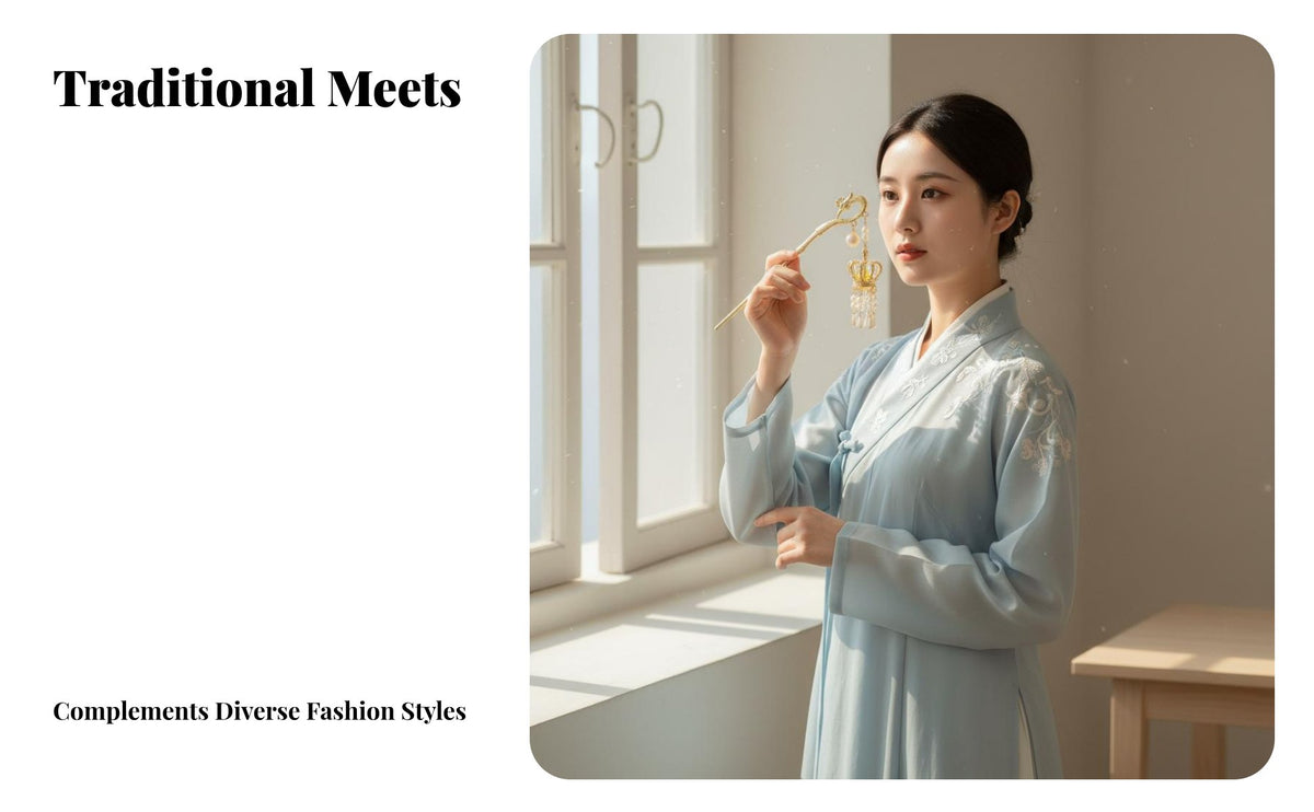 Tassel Grip Fastener Ancient Chinese Design Flower of the Valley Hair Fastener Wheat Ear Hair Grip Elegant Design Secure Grip