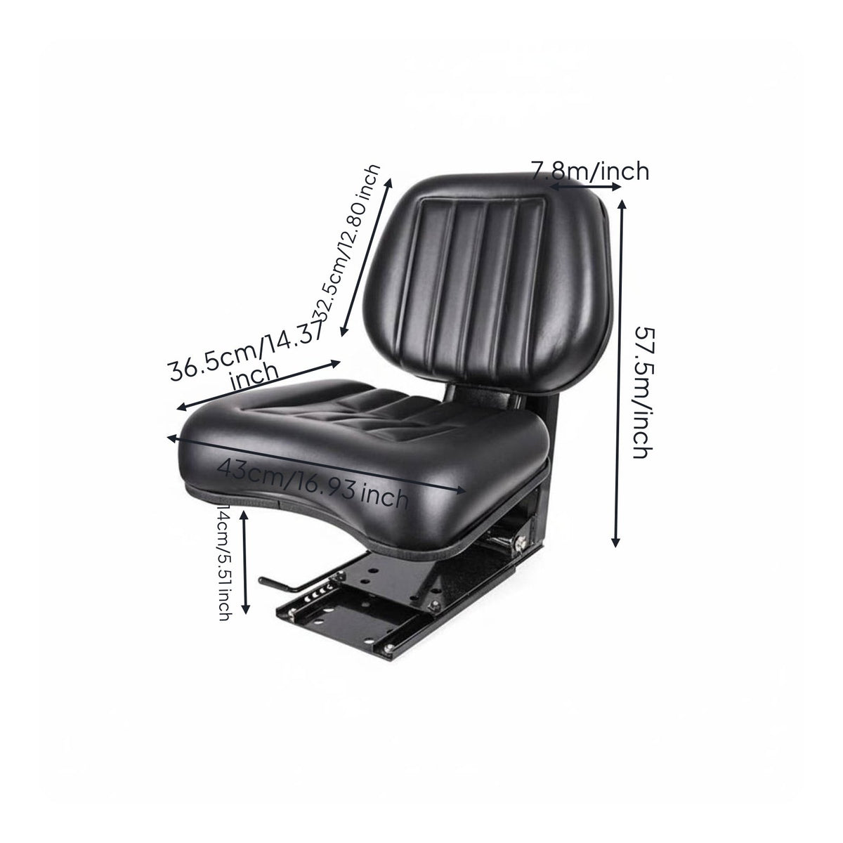 High-Density Foam Cushion Tractor Shock-Absorbing Seat Slide Rail Mount Forklift Replacement Seat Effortless Sliding Rails