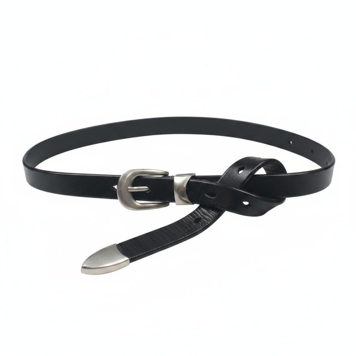Simple Fashion Aesthetic Vintage Leather Belt Soft Feel Silver Buckle Belt Lightweight for Jeans