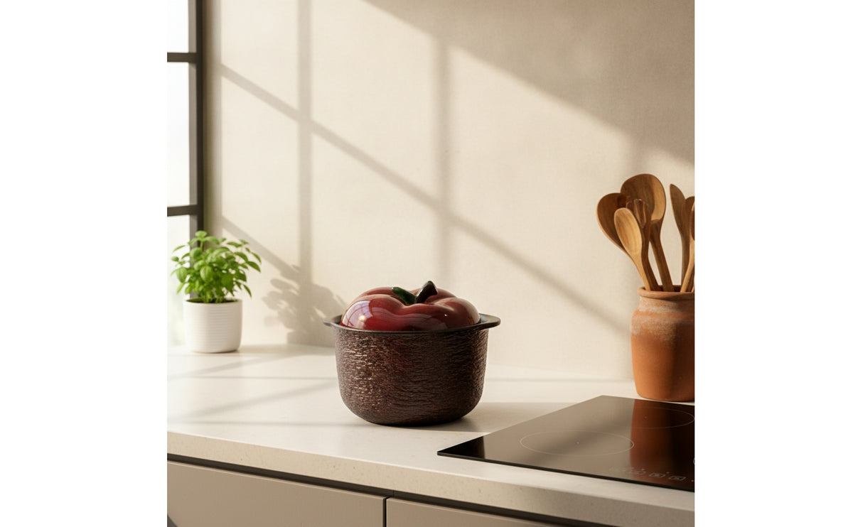 Ceramic Casserole Pot Stone-Textured Ceramic Casserole with Lid Deep for Kitchen