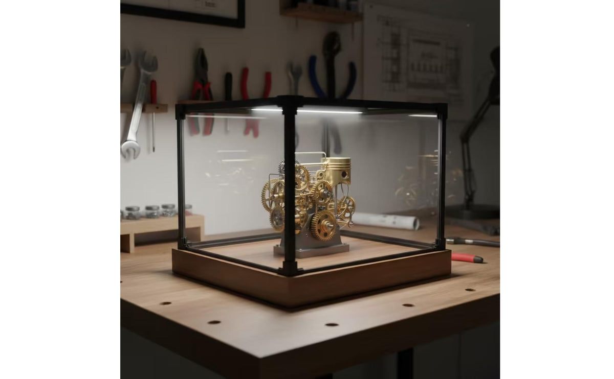 Acrylic Display Case with Metal Frame Dustproof Model Display Box with Black Frame Countertop Showcase for Hobbyists