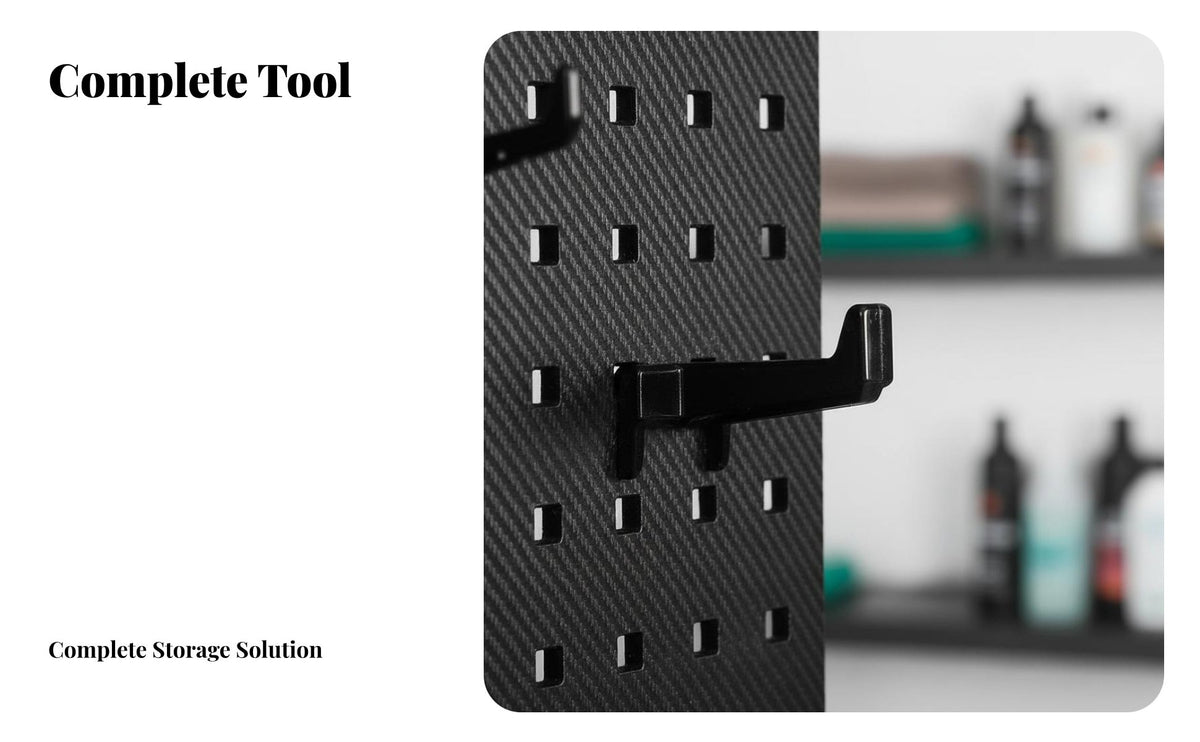 Customizable Layout Plastic Tool Pegboard Space Saving Wall Mounted Tool Holder Easy Installation Pegboard Organizer Kit Modular Design for Auto Detailers, Mechanics, DIY Enthusiasts, Retail Display