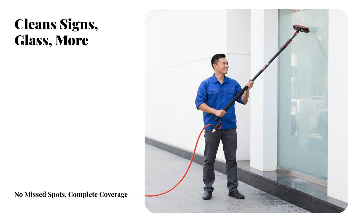 Scratch-Scratch-Resistant Bristles Solar Panel Cleaning Brush Lightweight Solar Panel Washing Kit Multi-Angle Head Telescopic Cleaning Brush for Professional Cleaners, Property Managers, Business Owners, Glass Panes, Outdoor Siding, Roofs, Gutters