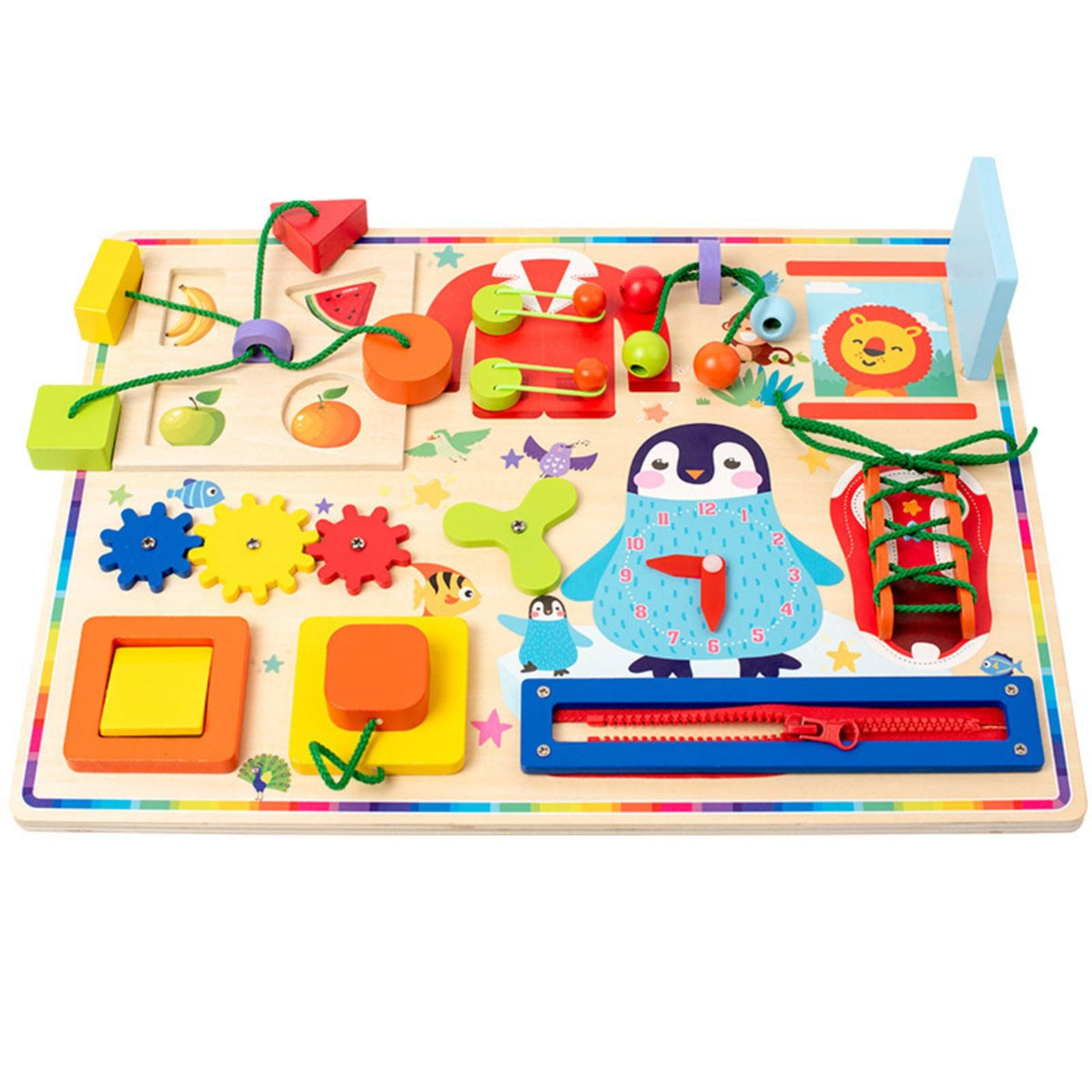 Hand-Eye Coordination Training Child-Centered Busy Board Polished Polished Edges Wooden Busy Board Quiet Play Toddler Fine Movement Skill Toy Travel Friendly for Toddlers, Preschoolers, Playroom