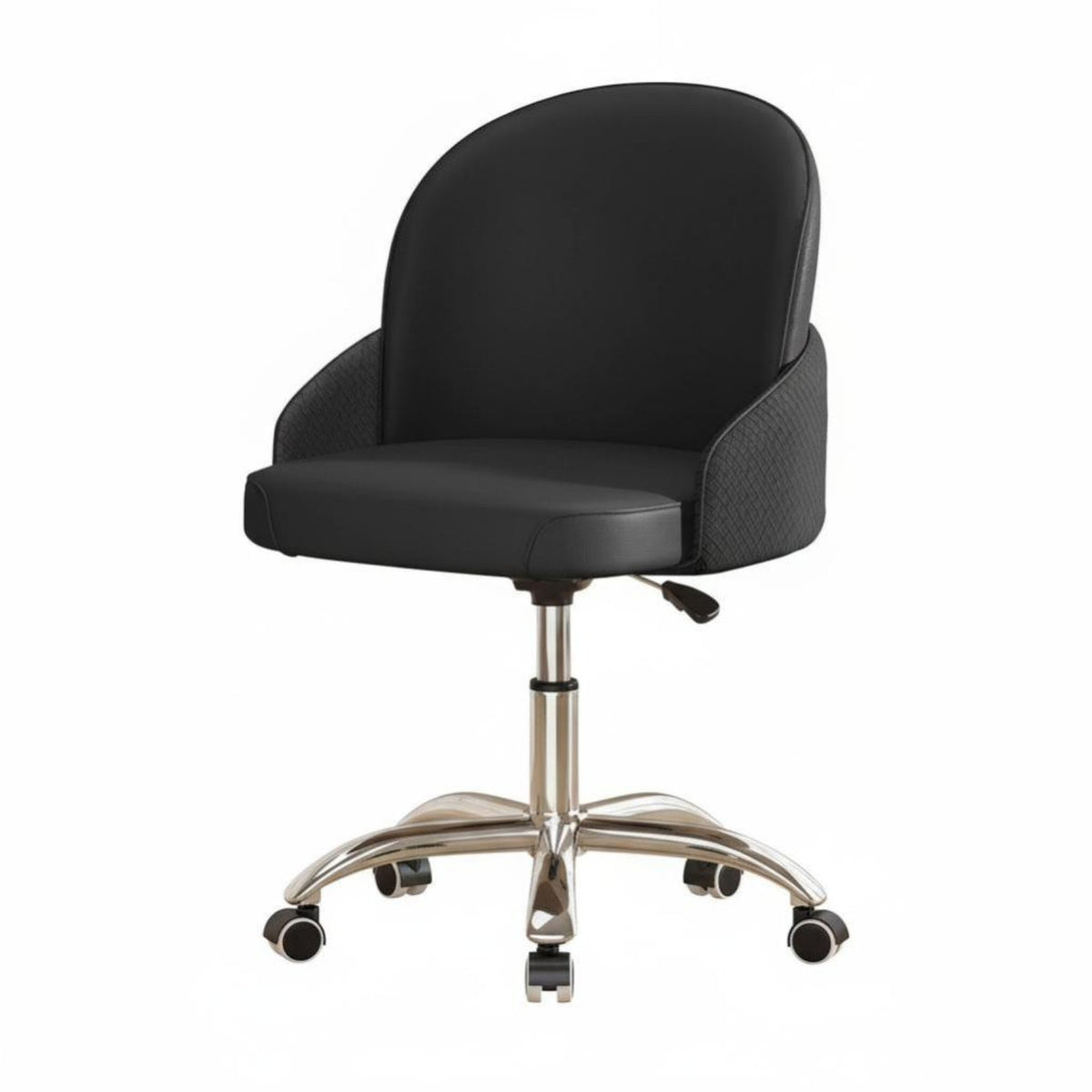 Height Adjustable Armless wheeled Chair Ergonomic spine supportrest rotating Stool effortless Rolling Casters Office Furniture Minimalist Design for Nail Technicians, Makeup lovers, Vanity Users, Dorm Room, Study Area, Small Spaces, Workstation