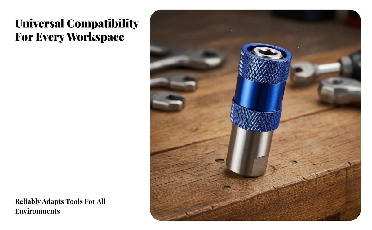Drill to Screwdriver Adapter | Blue Knurled Grip Section, Compact Low-Profile Design, Quick Change Bit Holder, for Home Repair