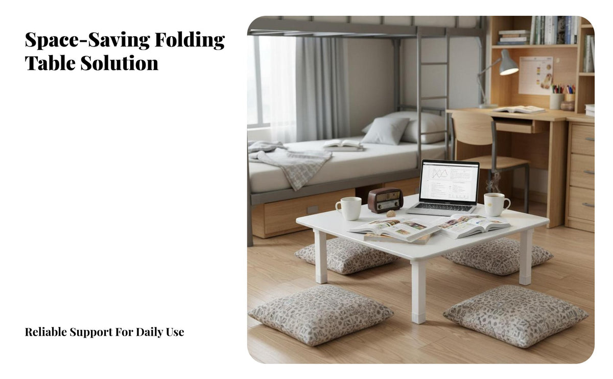 Foldable Folding Low Table Space-Saving Tatami Table Multi-Purpose Collapsible Low Desk Sturdy Construction for Apartment Dwellers, Minimalists, Dorm Room, Bedroom, Dormitory, Office