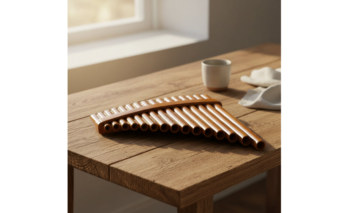 Bamboo Panpipes with Bag 15-Pipe Tunable for Beginners, Students, Rehearsal Music Lessons