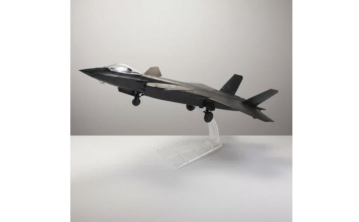 Clear Canopy J-20 Model Airplane Landing Gear Stealth Fighter Model Swept Wings Twin Tail Fins for Aviation Fans, Collectors