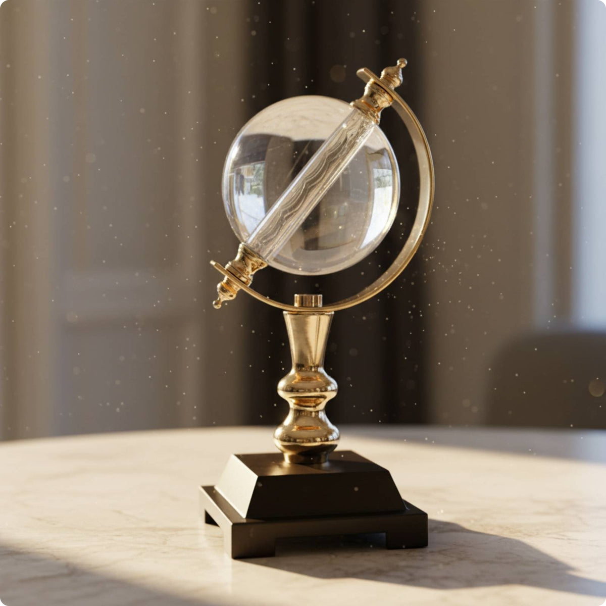 Crystal Globe Ornament Transparent Gold Metal Globe Ornament Transparent Metal Display Stand