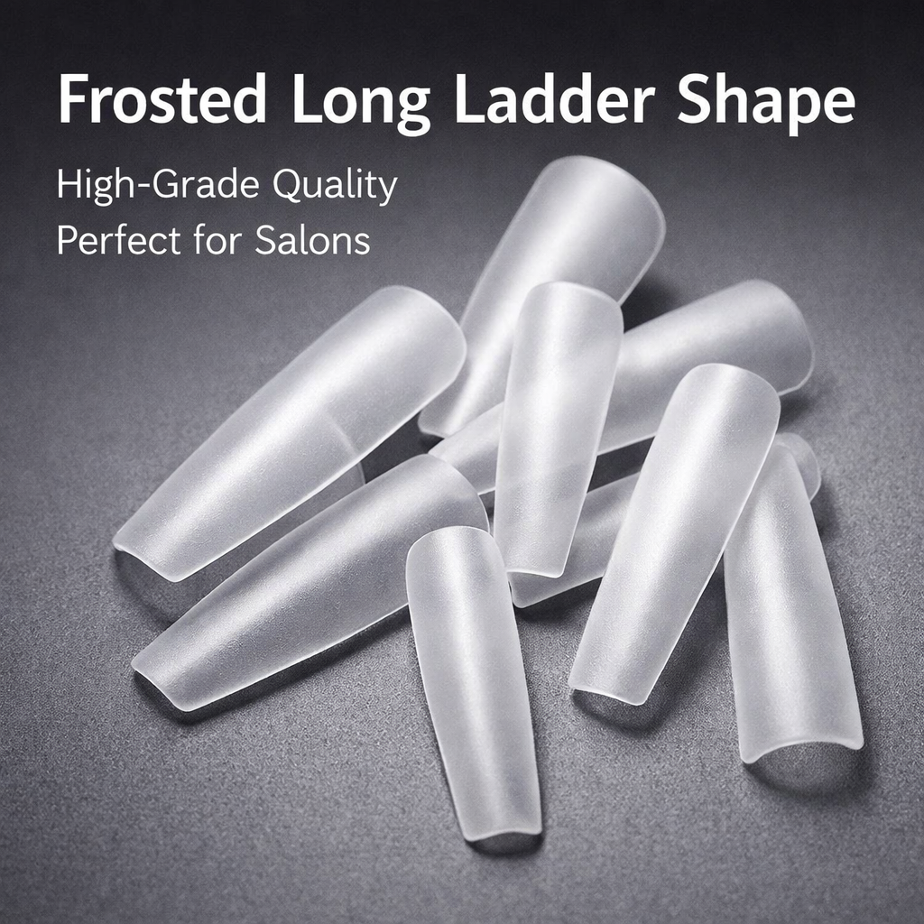 False Nails Almond Shape for DIY Manicure, Artificial with Matte Frosted Finish, Short Square for Professional Use, 100 Pieces Long Coffin