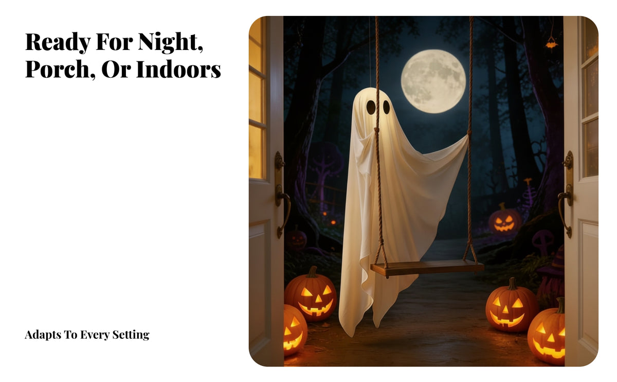Seatable Hanging Ghost Swing Da Esterno Ghost Swing Stabile Fantasma Con Altalena Grande for Families, Front Porch, Yard, Garden, Photo Setups