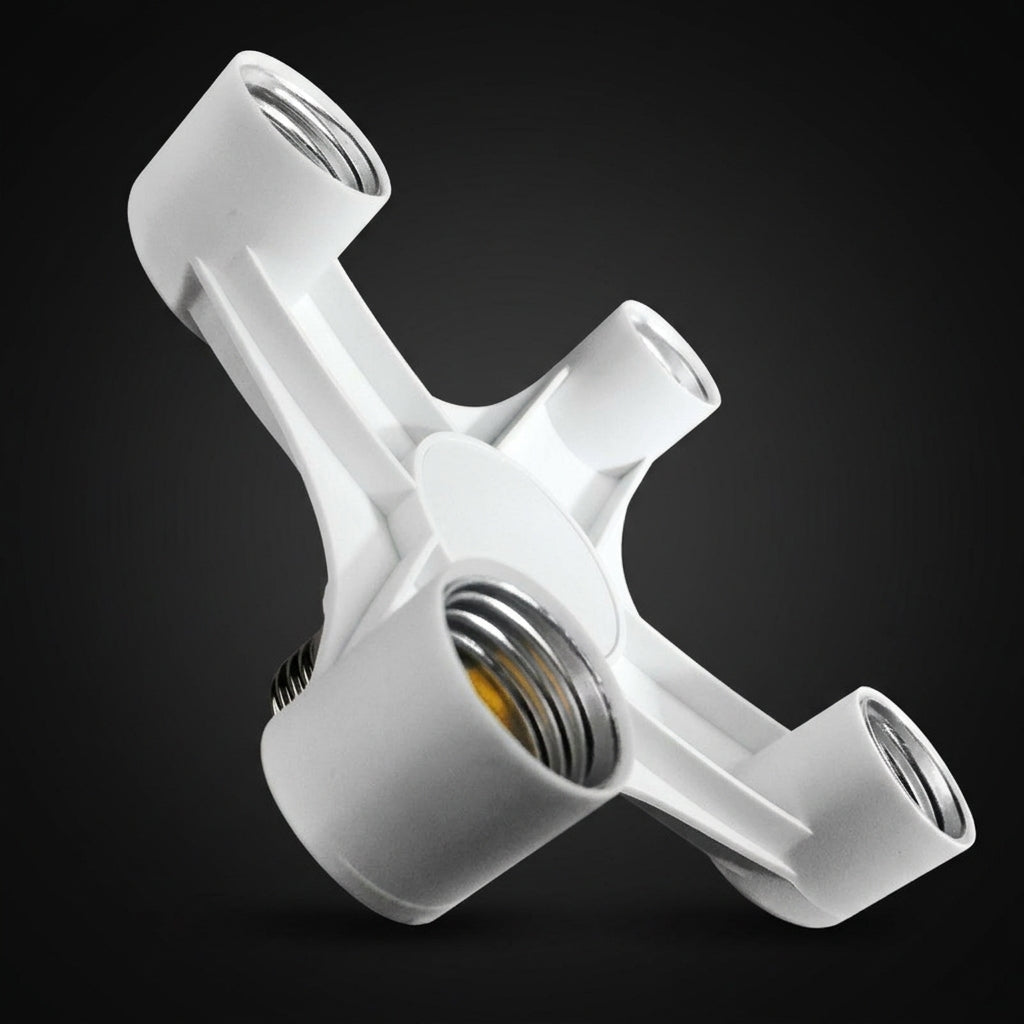 Photography Lighting Bulb Holder for Workshop Lighting, E27 to E27 Adapter with 4 Sockets to Increase Source