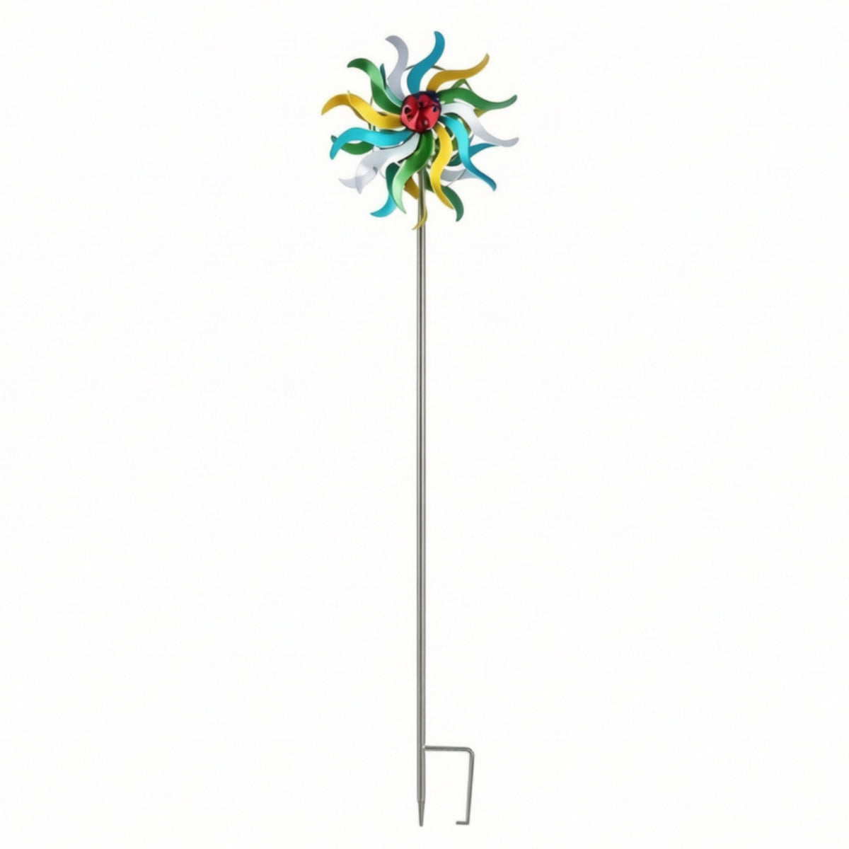 Floral Wind Rotator Rotating Wind Rotator with Ladybug Moving Yard Art for Flower Bed