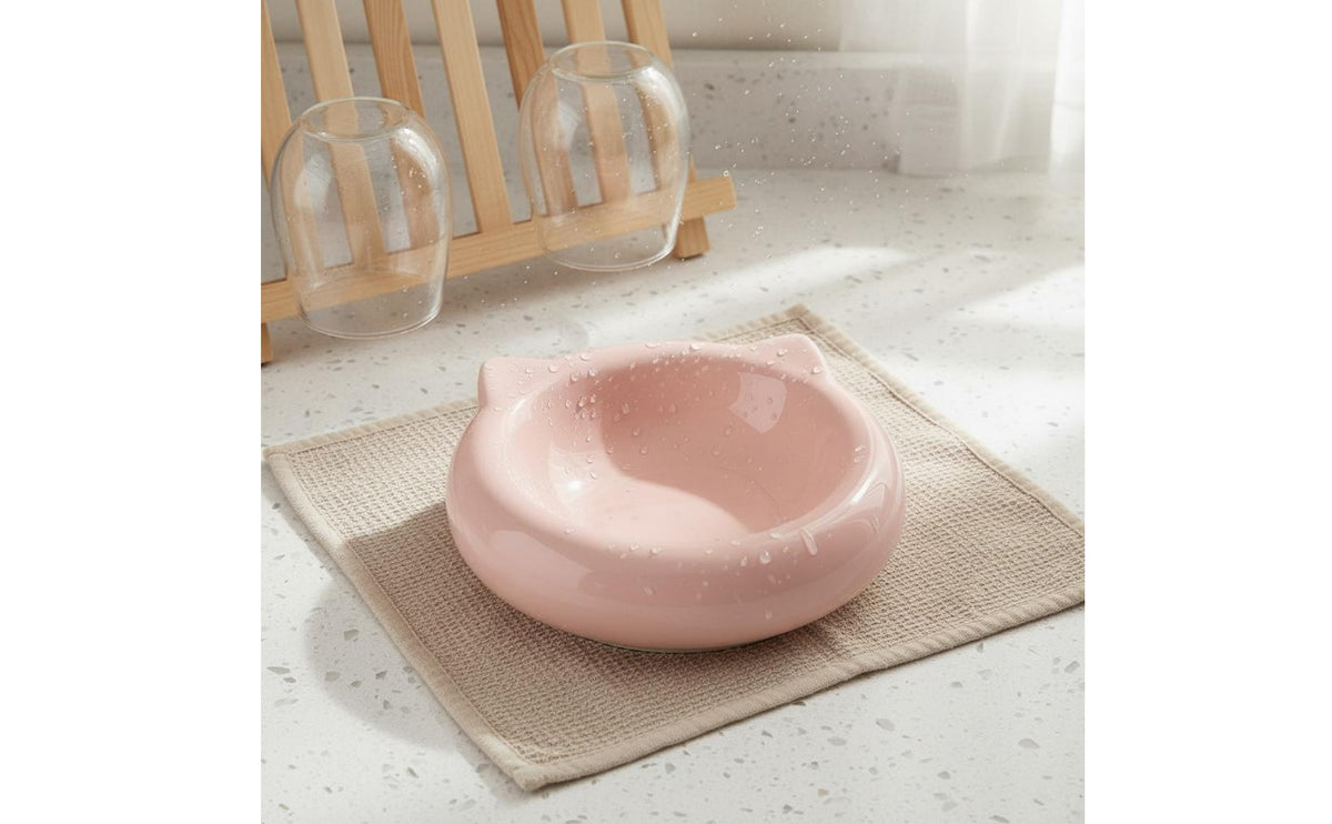 Colorful Options Cat Ear Bowl No-Spill Design Ceramic Cat Bowl Easy to Clean for Cats, Small Dogs, Kittens