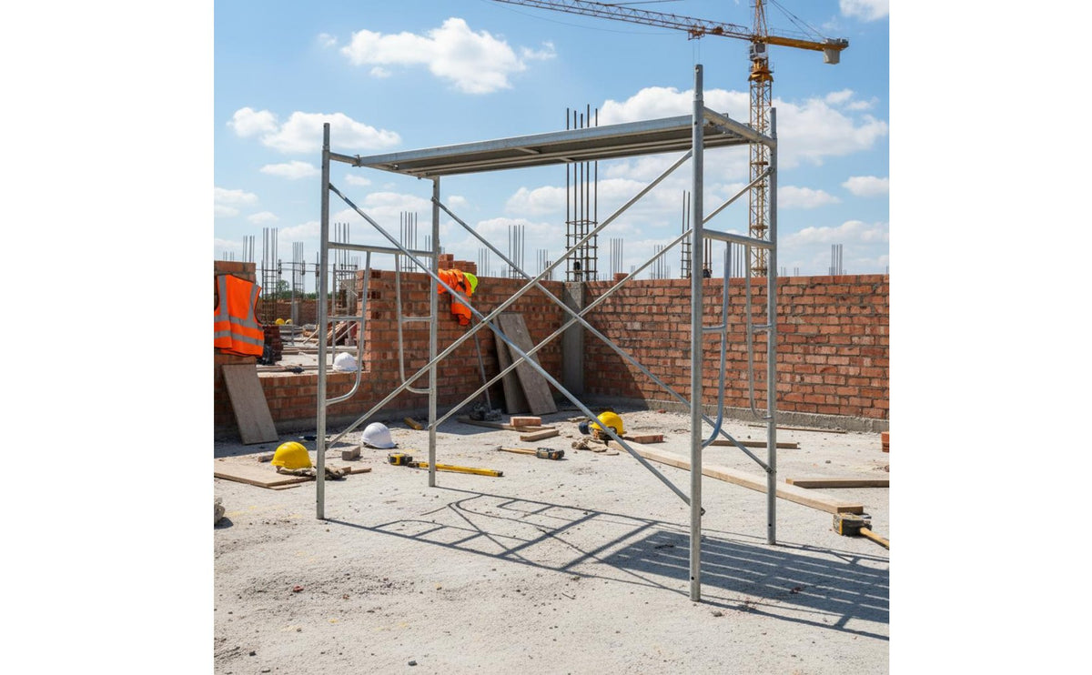 Rust Resistant Galvanized Steel Scaffold Heavy Duty Ladder Frame Scaffolding Set Anti-Slip Surface Portable Scaffolding Platform Multipurpose for Painters