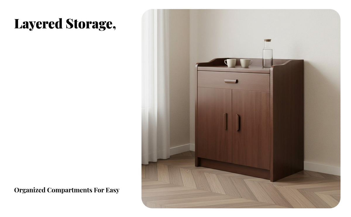 Sideboard Buffet Cabinet Solid Wood Dining Room Buffet Sideboard Light Luxury Design Dining Room Storage Unit for Homeowners, Families, Hallway