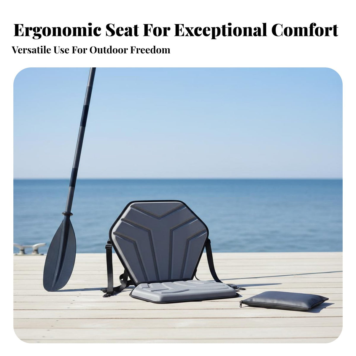 Sit-on-Top Kayak Seat Extra Thick Cushioning Kayak Seat with Backrest Adjustable Straps Detachable Boat Cushion for Kayaking, Canoeing, Paddleboarding