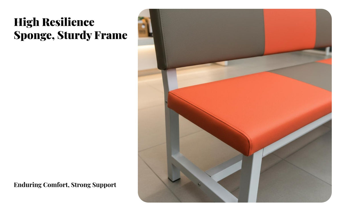Upholstered Backrest Bench Comfortable Paddinging Upholstered Backrest Settee Sturdy and Sturdy Waiting Room Seating for Guests, Retail Shops, Lobby