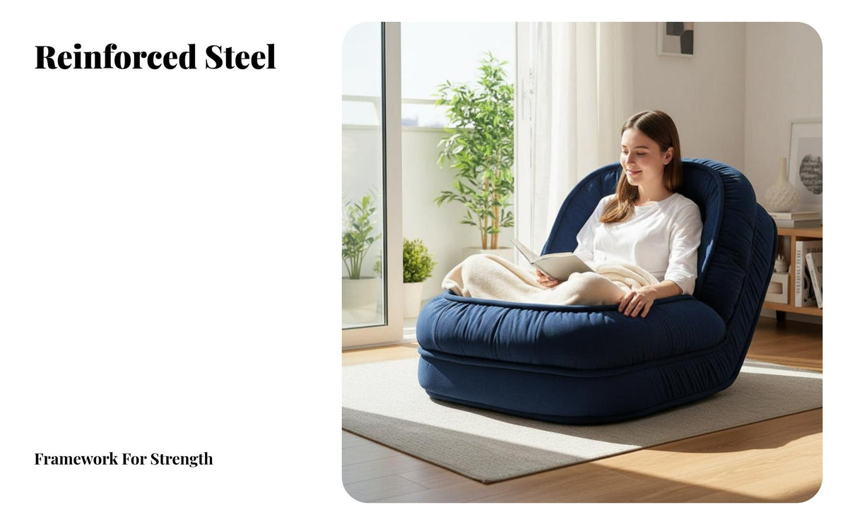 Converts to Bed Convertible Sleeper Chair Washable Cover Floor Sofa Oversized Design Home Furniture Cushiony Cushioning for Apartment Dwellers, Adults, Students, Living Room, Balcony, Bedroom