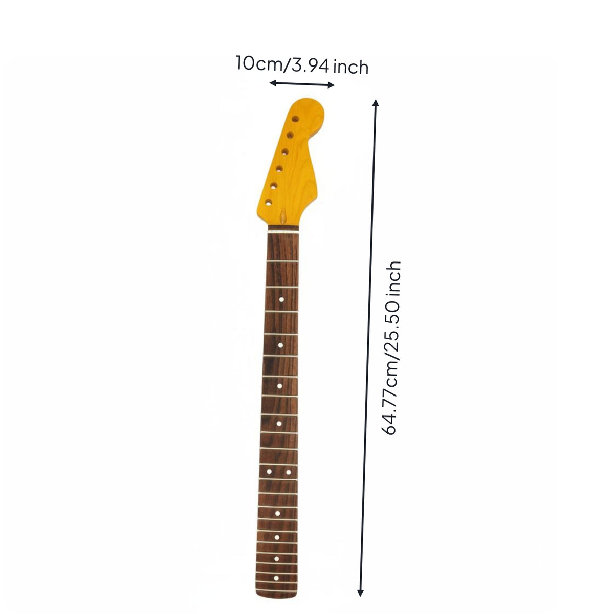 Rosewood Fingerboard 22 Fret Guitar Neck Unfinished 25.5 Inch Guitar Neck Bolt-on Heel Music Gear for Luthiers, Custom Build, Repair