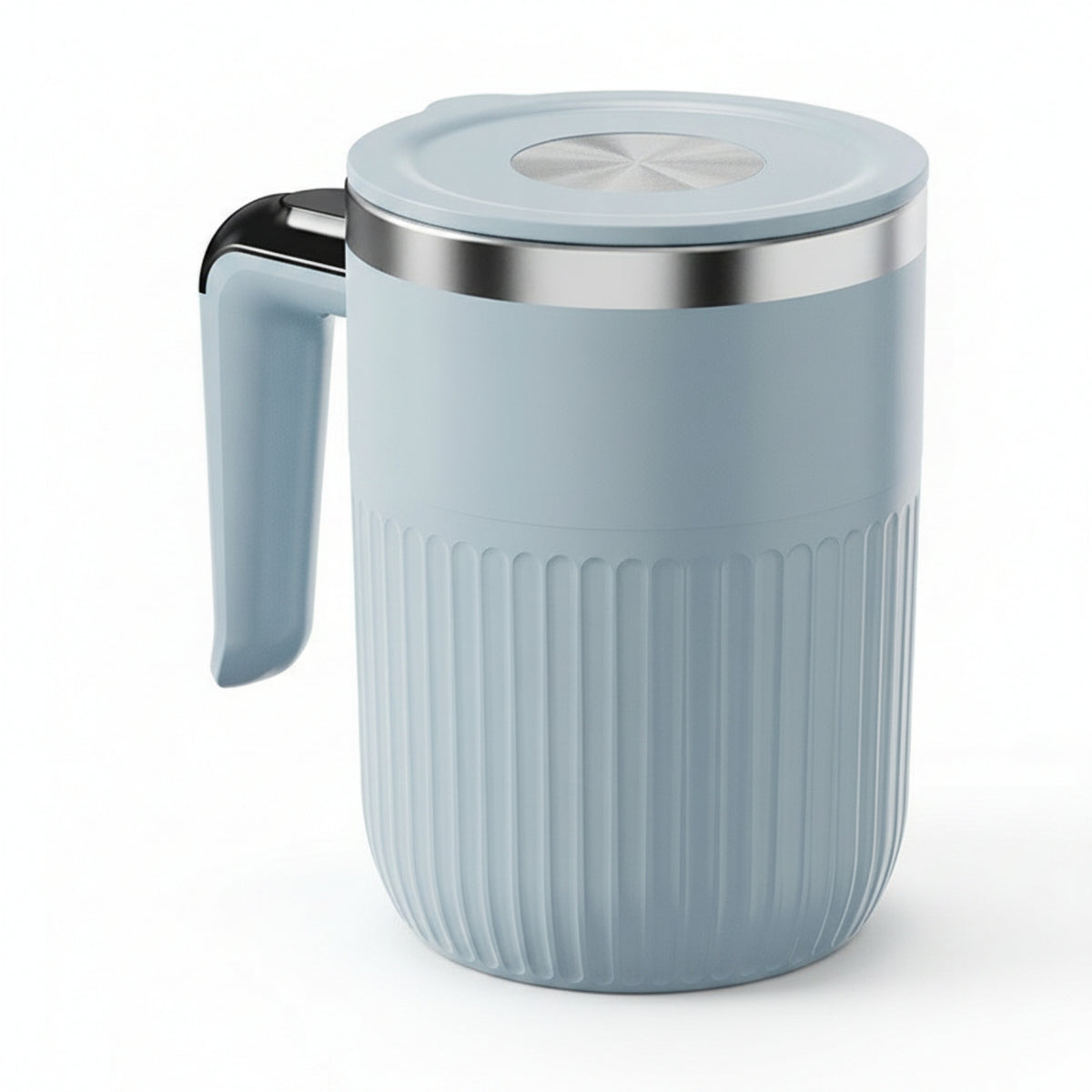 Metal-Look Rim Stirring Mug Lid Rechargeable Self-Stirring Cup