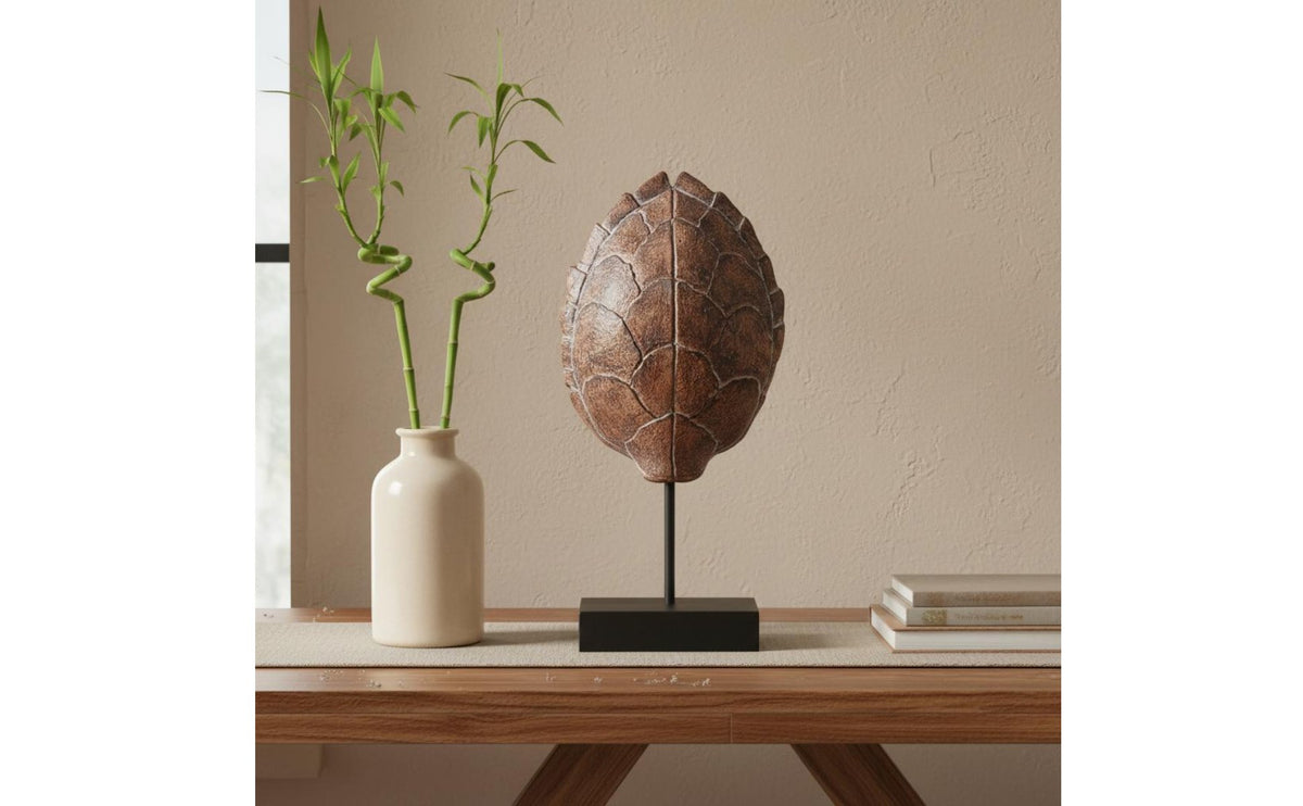 Wabi-Sabi Aesthetic Imitation Tortoise Shell Decor Vintage Look Turtle Shell Sculpture Textured Finish Tortoise Figurine Detailed Design for Tea Room, Showroom