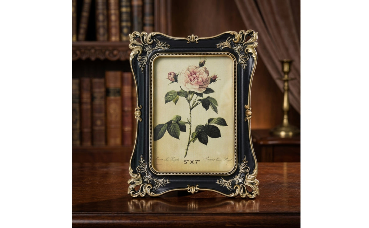 Baroque Picture Frame Vintage Tabletop Picture Frame Decorative Gold-Toned for Mantel, Bookshelf