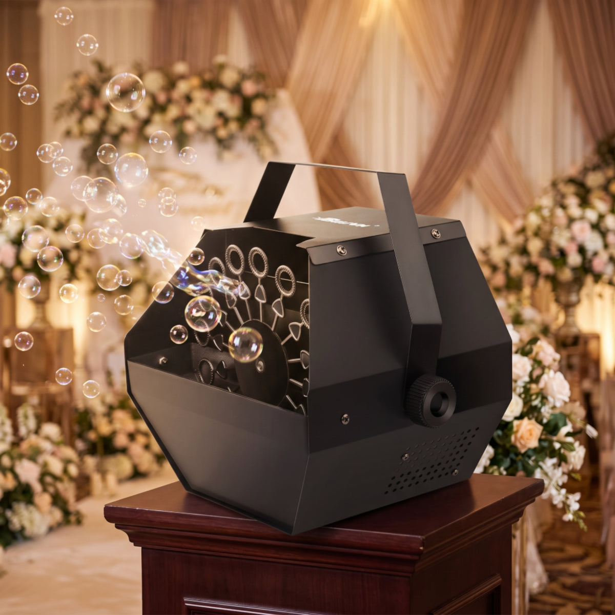 High Output Bubble Machine Portable Bubble Machine with Handle Compact Metal for Event Planners, DJs, Parties, Weddings, Stage