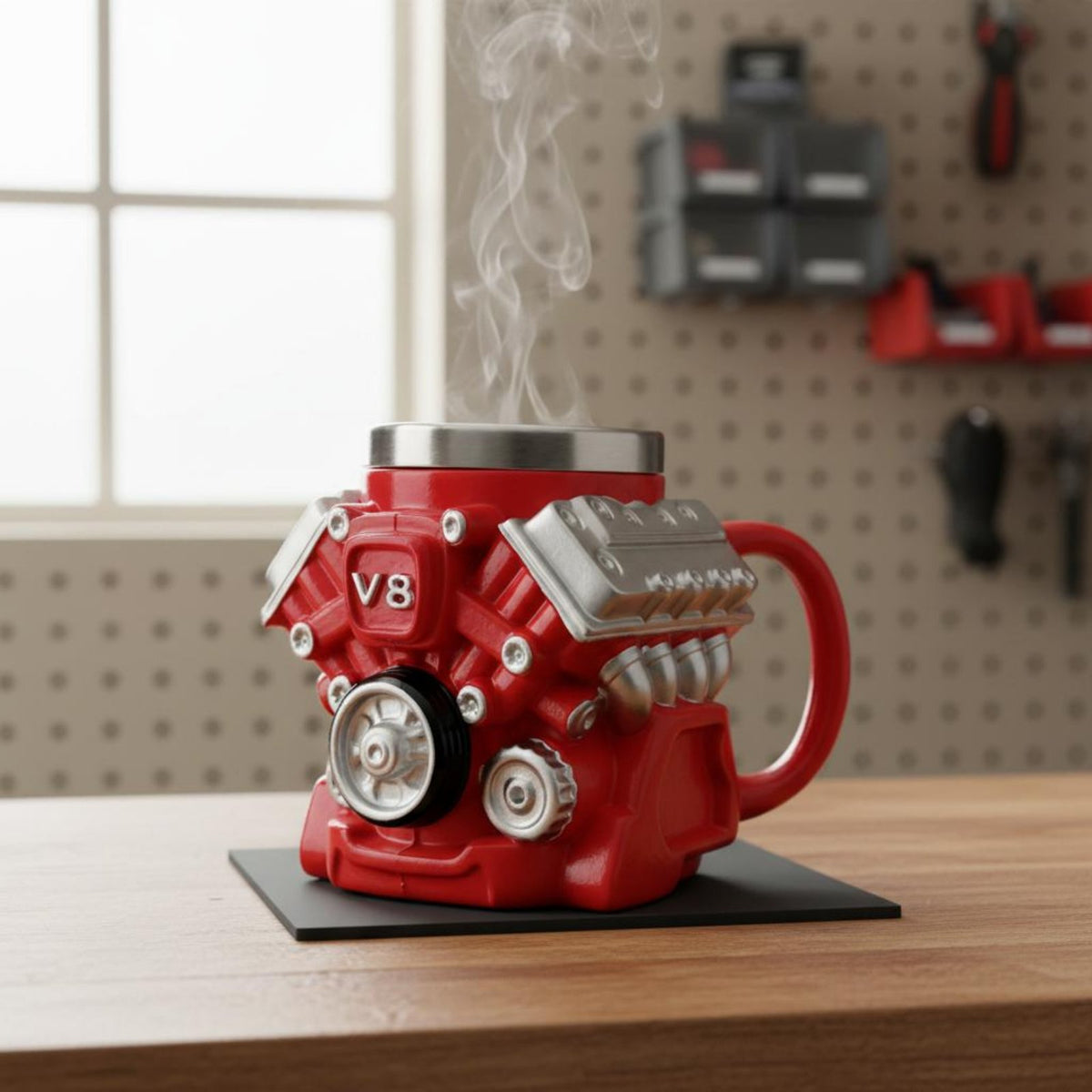 Novelty Gift V8 Engine Cup Resin Exterior V8 Engine Mug Sturdy for Mechanics, Engineers, Garage, Workshop, Workbench