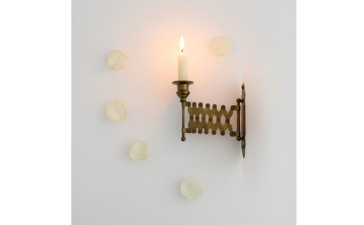 Includes Snuffer Extendable Wall Candle Holder Accordion Arm Candle Sconce Vintage Brass Wall Candlestick for Living Room, Bedroom, Hallway