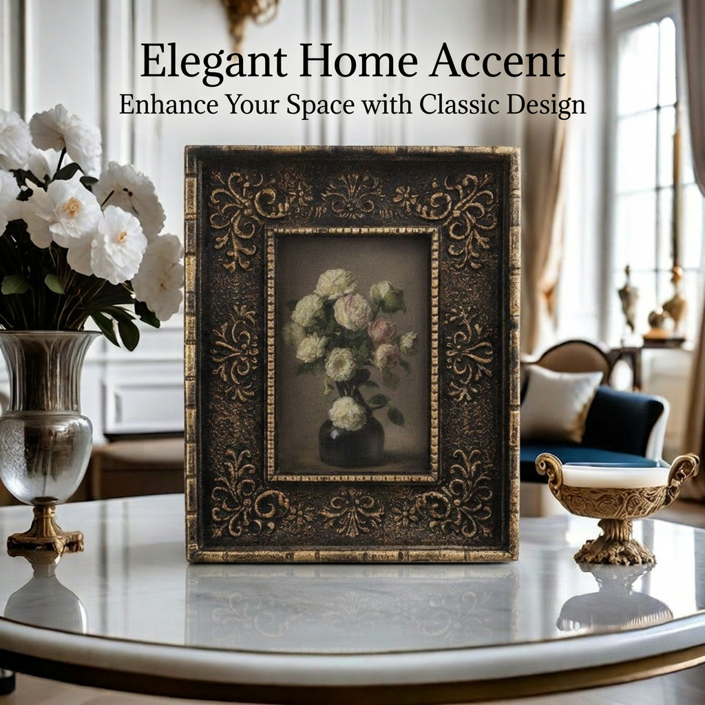 Ornate Photo Display Tabletop Wall Hanging Resin Picture Frame Living Room, French Vintage Wall Decor, European Frame