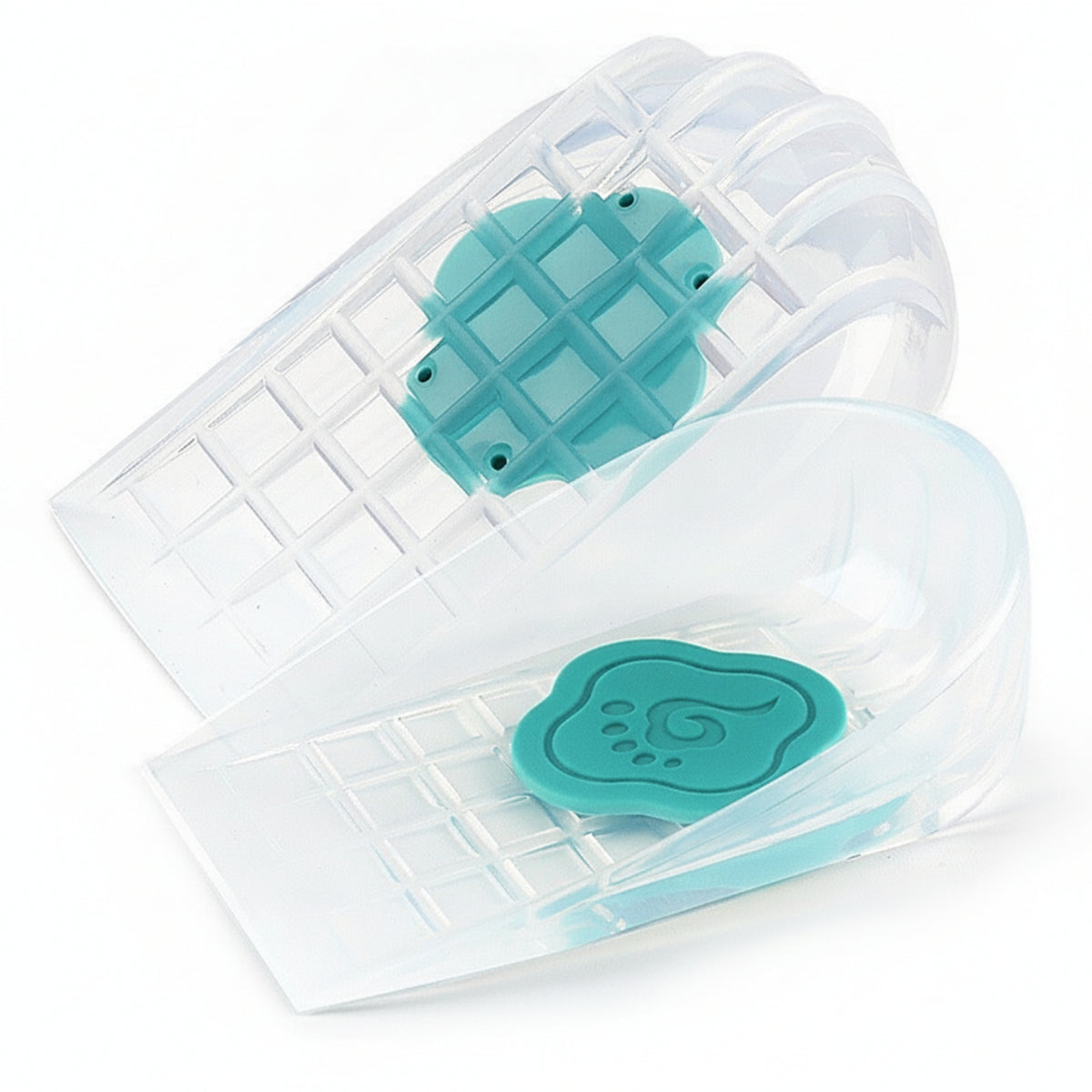 Silicone Heel Pad Cushioned Heel Cup Insert Foot Support Transparent Gridded Underside