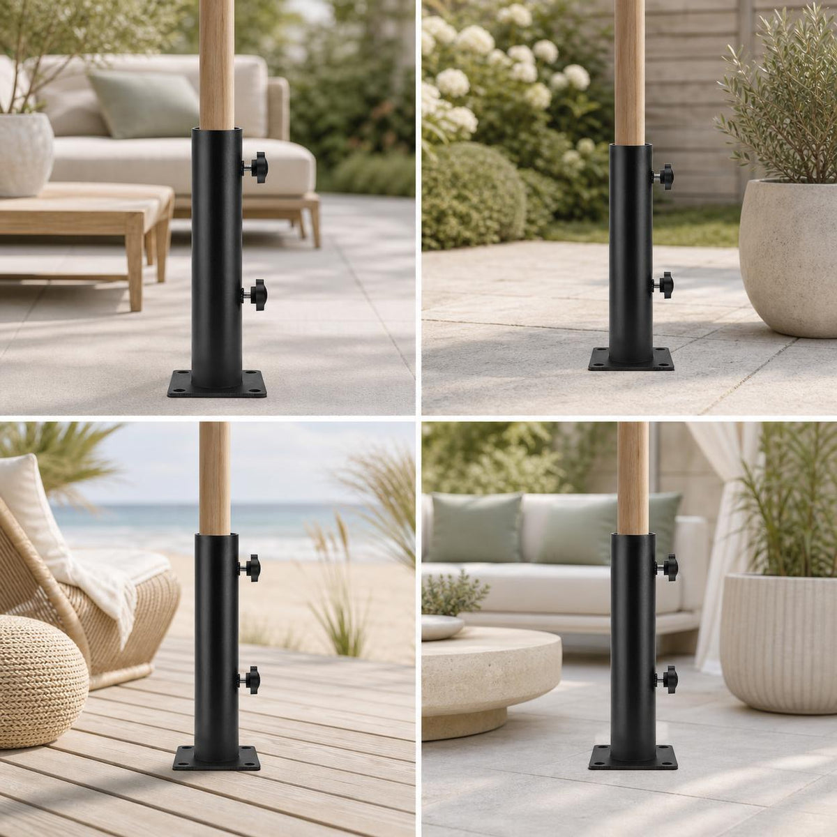 Outdoor Sunshade Umbrella Ground Insert Stand Iron Umbrella Fork Base Universal Umbrella Support Accessory Carbon Steel Umbrella Pole